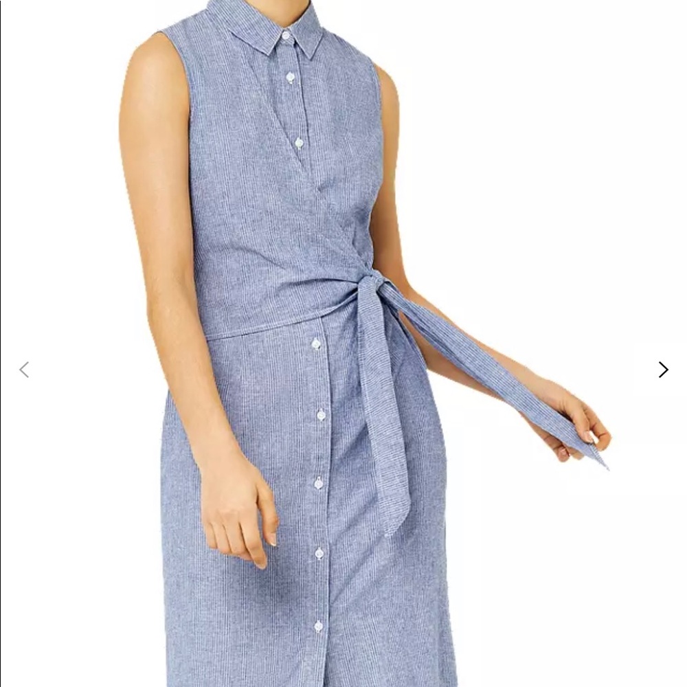 Warehouse Stripe Sleeveless Shirt Dress (Size 6)